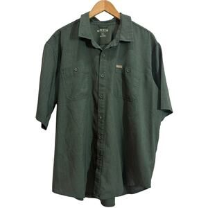 Orvis Men 2XL Short Sleeve Button Down Olive Green Outdoor Work Shirt